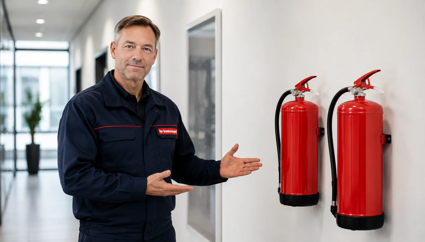 Moderner PFAS-freier Feuerlöscher im gewerblichen Umfeld