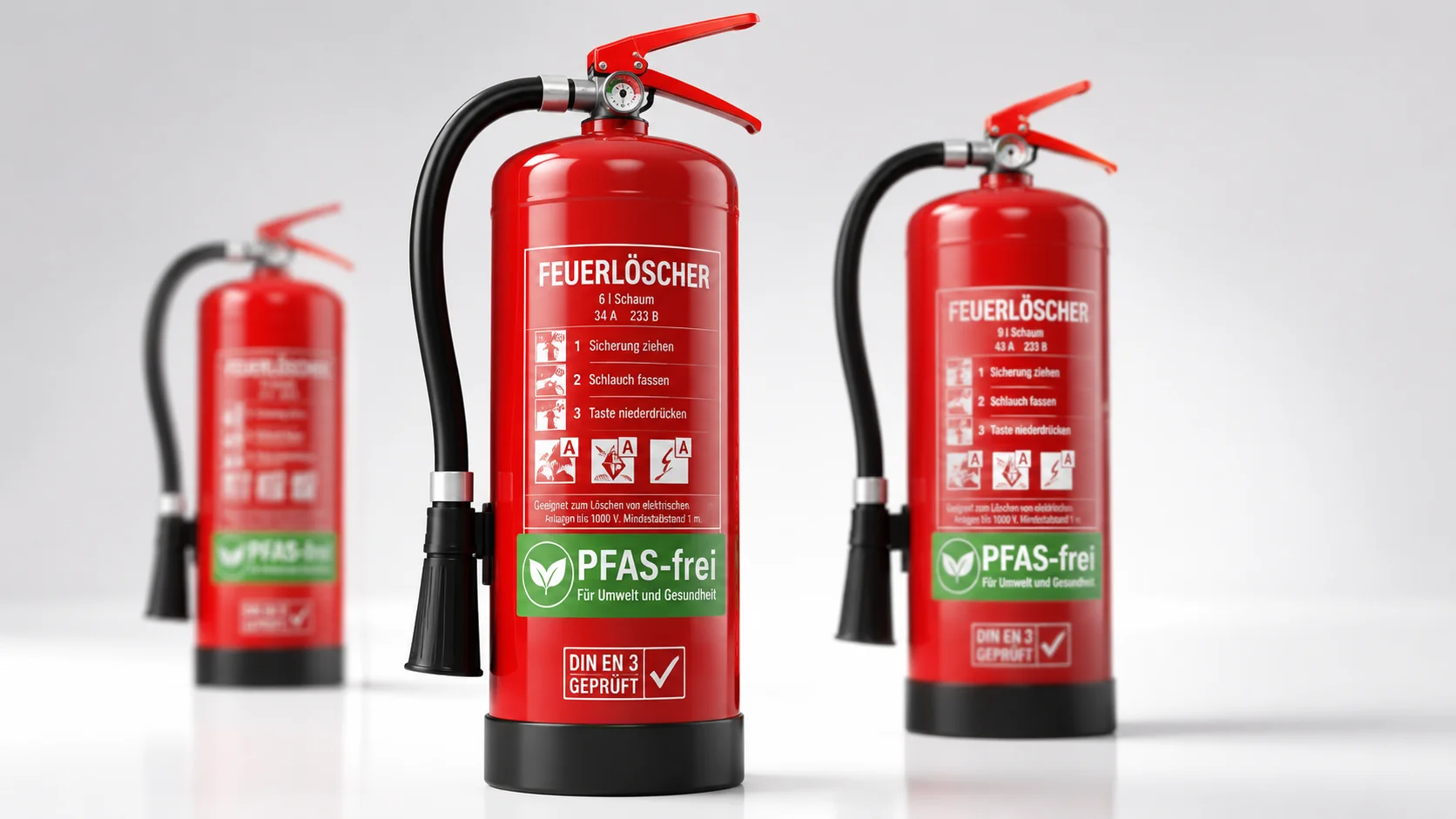 PFAS-freie HEIMLICH Feuerlöscher – Schaum- und Wasserlöscher ohne Fluorchemikalien, DIN EN 3 geprüft