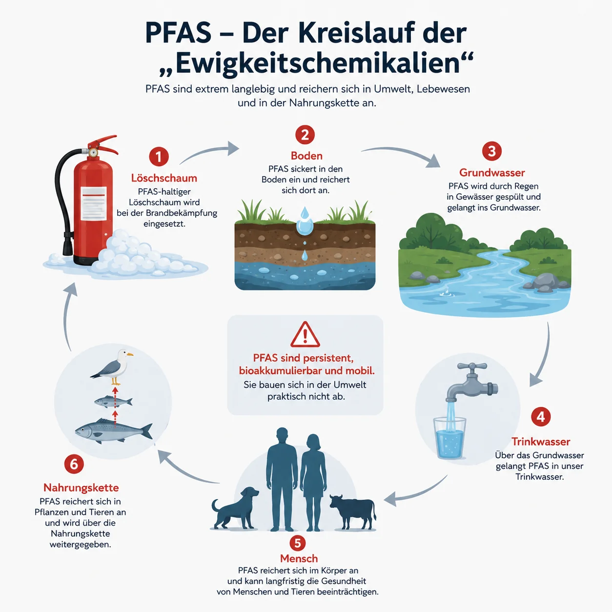Infografik: PFAS-Kreislauf in der Umwelt